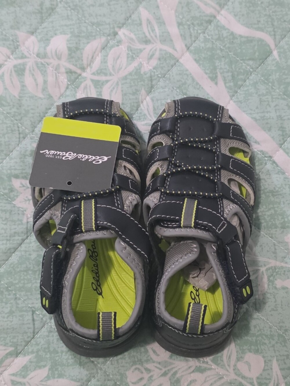Kids Grey and Neon Green Closed-Toe Sandals - Eddie Bauer